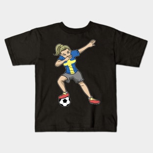 Soccer Sweden Soccer Player Girls Kids T-Shirt